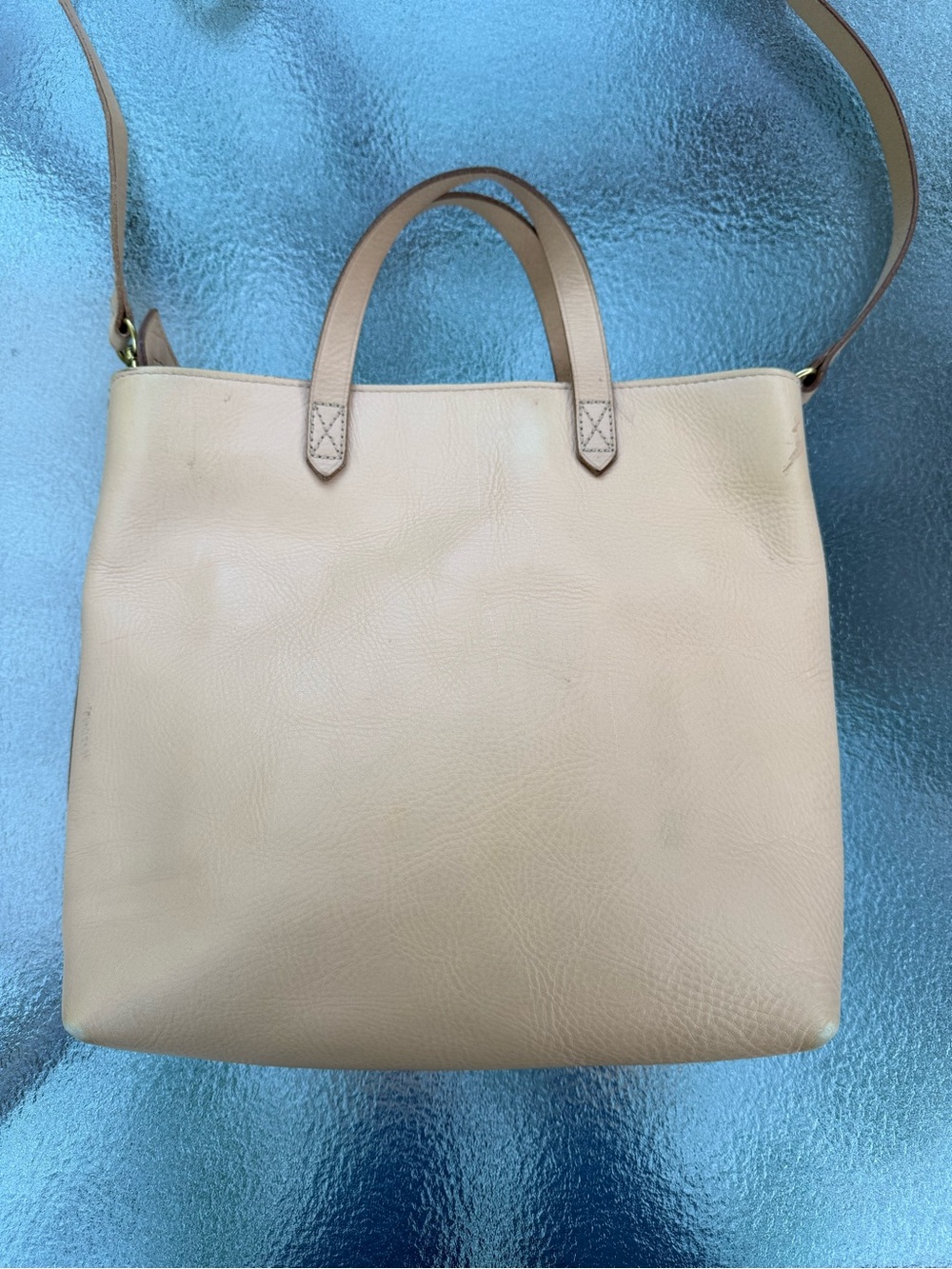 Madewell Beige Leather Mini Transport Tote Crossbody Bag